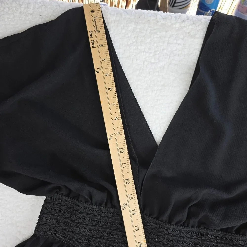 Boohoo Black Maxi Swim Dress – Plunge Neck, Size 18